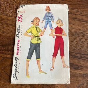 Vtg 1954 Simplicity Girl’s shirt &‎ pedal pushers sewing pattern